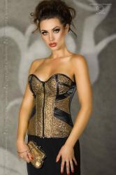 CHILIROSE: faux leather corset with bright gold fabric.
