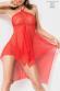CHILIROSE: micronet and lace chemise red.