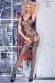 Bodystocking in mesh and lace, guepiere effect with stockings.