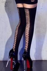 CHILIROSE: black stockings with back lacing.
