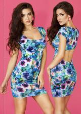 CHILIROSE: miniabito floreale con apertura sulla schiena. Blu/azzurro