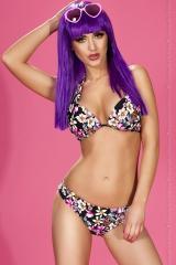 Bikini nero con disegno floreale.