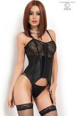 CHILIROSE: guepiere in raso e pizzo.