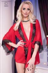 CHILIROSE: vestaglia in tulle e pizzo. Rosso