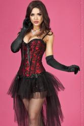 CHILIROSE: corpetto rosso con pizzo nero + perizoma.