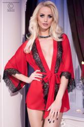CHILIROSE: Tulle and lace short robe. Red