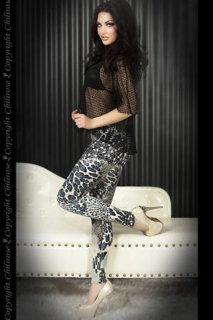 Leggings fantasia animalier blu/nero.
