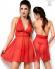 Babydoll in microrete e pizzo ricamato con tanga.