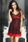 Babydoll a pois con merletto in pizzo. Nero rosso.