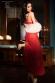 CHILIROSE: abito in chiffon con inserti in pizzo. Rosso