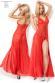 CHILIROSE: abito in chiffon con inserti in pizzo. Rosso