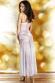 CHILIROSE: abito in chiffon con inserti in pizzo. Bianco.