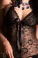 Abito lungo in pizzo e chiffon. Nero