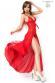 Abito lungo in pizzo e chiffon. Rosso
