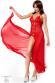Abito lungo in pizzo e chiffon. Rosso