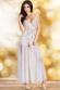 CHILIROSE: abito lungo in pizzo e chiffon. Bianco