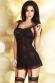 CHILIROSE: chemise nera con voulant e stringatura.