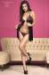 Babydoll in microrete e pizzo con ricami e strass.