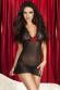 Chemise in microrete e pizzo con fiocco.