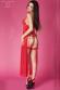 Negligé in chiffon e pizzo con strass. 5 pz. Rosso.
