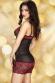 CHILIROSE: chemise in microrete e pizzo nero/rosso.