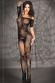 CHILIROSE: catsuit a rete ricamata con disegno ragni.