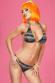 CHILIROSE: bikini pitonato con catenelle dorate.