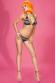 CHILIROSE: bikini pitonato con catenelle dorate.
