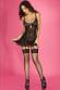 CHILIROSE: chemise in microrete e pizzo con ciondolo. Nero