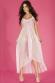 CHILIROSE: vestaglia lunga in chiffon e pizzo. Rosa