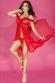CHILIROSE: vestaglia lunga in chiffon e pizzo. Rosso