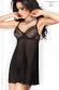 Babydoll con coppe in pizzo. Nero
