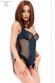 CHILIROSE: body maculato con inserti a rete. Nero/blu.