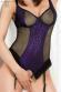 CHILIROSE: leopard-print body with mesh inserts. Black/purple.