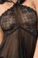 CHILIROSE: chemise in microrete e pizzo. Nero