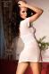 Chemise in tulle e pizzo con ciondolo. Bianco