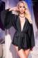 CHILIROSE: vestaglia in satin e pizzo. Nero.