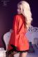 CHILIROSE: vestaglia in satin e pizzo. Rosso.