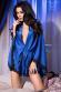 CHILIROSE: vestaglia in satin e pizzo. Blu.