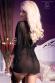 CHILIROSE: vestaglia in tulle e pizzo. Nero