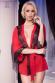 CHILIROSE: vestaglia in tulle e pizzo. Rosso