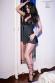 CHILIROSE: chemise in satin e pizzo con fiocco e pendente. Nero