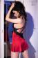 CHILIROSE: chemise in satin e pizzo con fiocco e pendente. Rosso