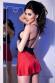 CHILIROSE: chemise in satin e pizzo con fiocco e pendente. Rosso