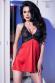 CHILIROSE: chemise in satin e pizzo con fiocco e pendente. Rosso