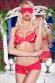 Completino intimo in pizzo con aperture + benda. Rosso
