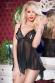 Babydoll in tulle e pizzo con coppe aperte.