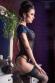 CHILIROSE: guepiere in tulle con pizzo nero/blu.