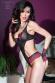 Body in tulle e pizzo + guanti. Nero/rosa