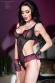 Body in tulle e pizzo + guanti. Nero/rosa